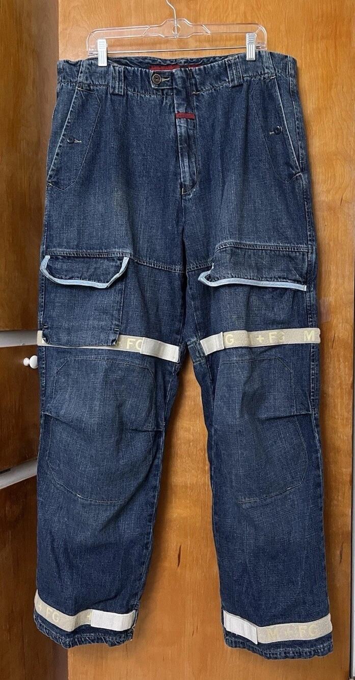 Vintage Girbaud Marithe Francois Cargo Jeans Shuttle Tape Baggy Y2K Sz 40 Hiphop